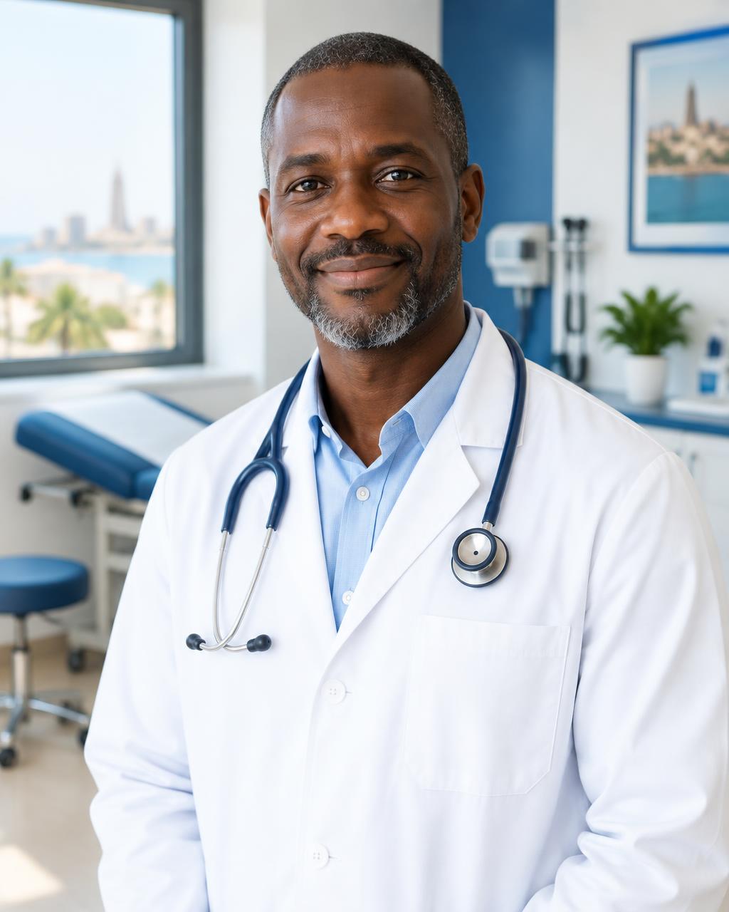 Médecin partenaire SeneBilan dans un environnement clinique à Dakar
